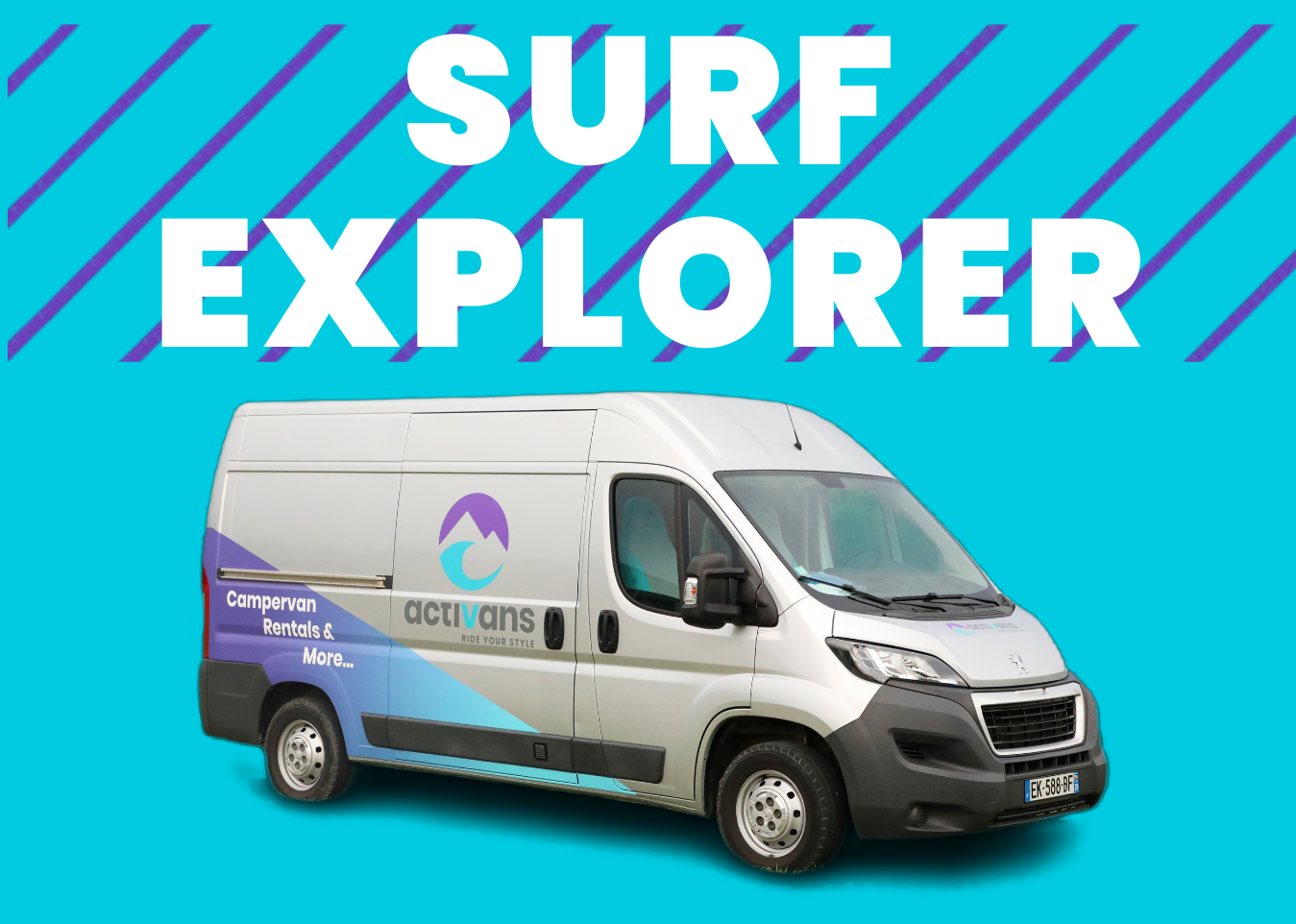 Surf Explorer – Weekend Campervan Hire in Spain Surf Explorer campervan for weekend hire in Spain, sleeping up to 2 people with Activans