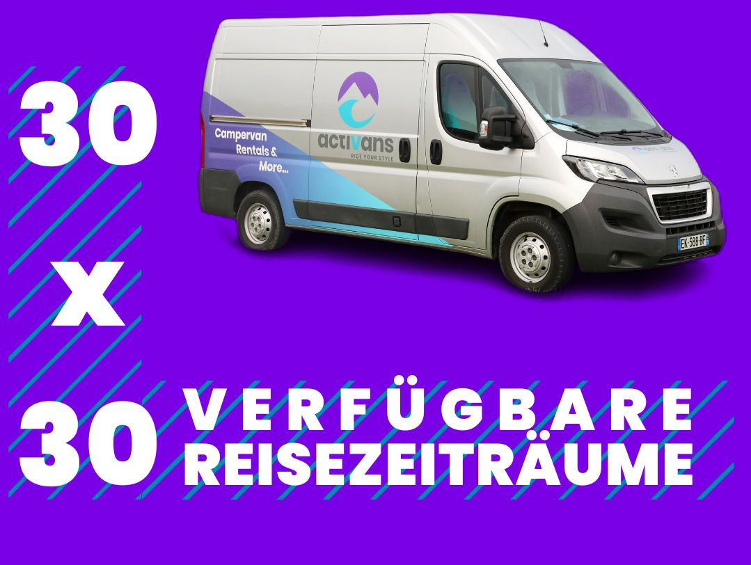 Pack 30x30 Rabatt für Camper mieten in Spanien mit flexibler Nutzung und 30 % Preisvorteil Surf Explorer