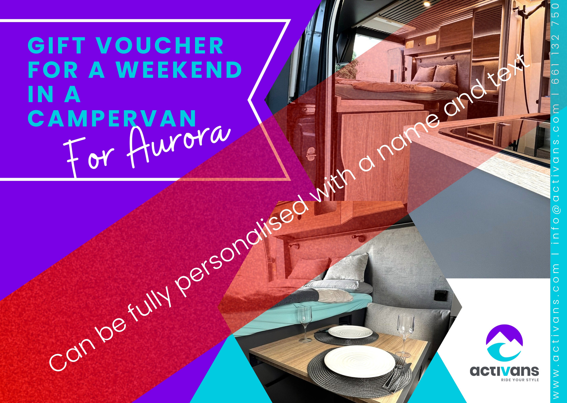 Personalized campervan gift voucher for Spain l Activans Personalized campervan gift voucher by Activans for a road trip through Spain and Barcelona