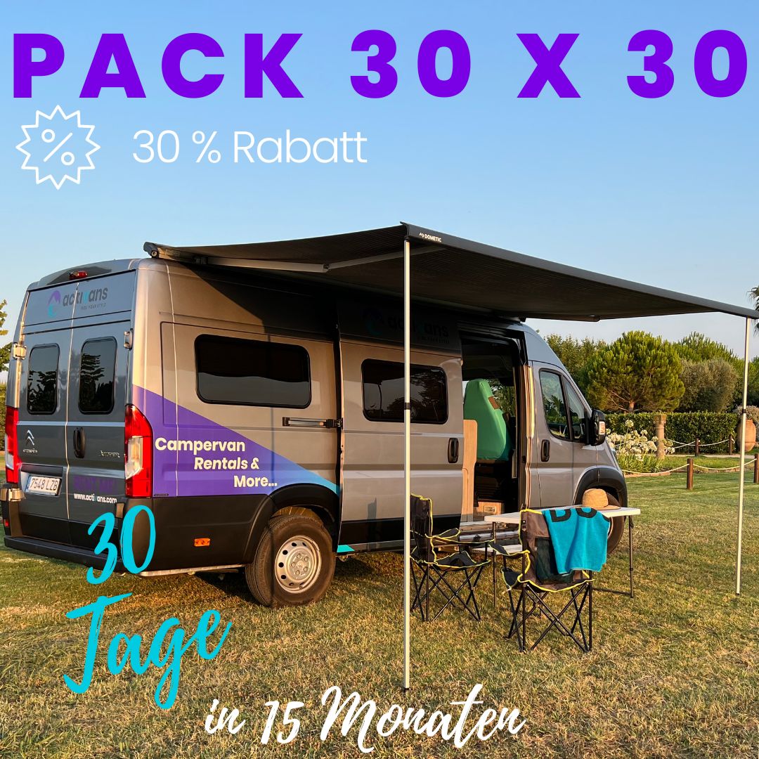 Angebot Pack 30 x 30 - 30 Tage Campermiete in 15 Monaten mit 30% Rabatt